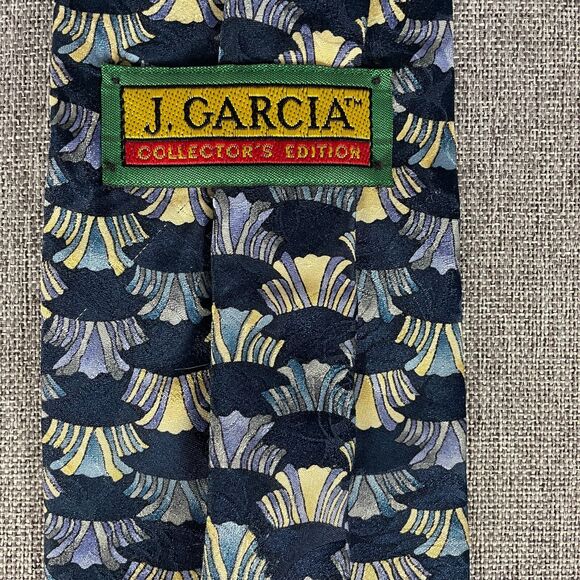 J. Garcia Jerry Garcia Mens Abstract Silk Tie Collector's Edition Neck Tie Blue - Picture 5 of 6